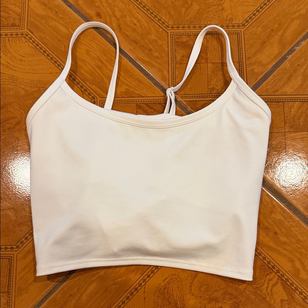 White Cropped Tank Workout Top